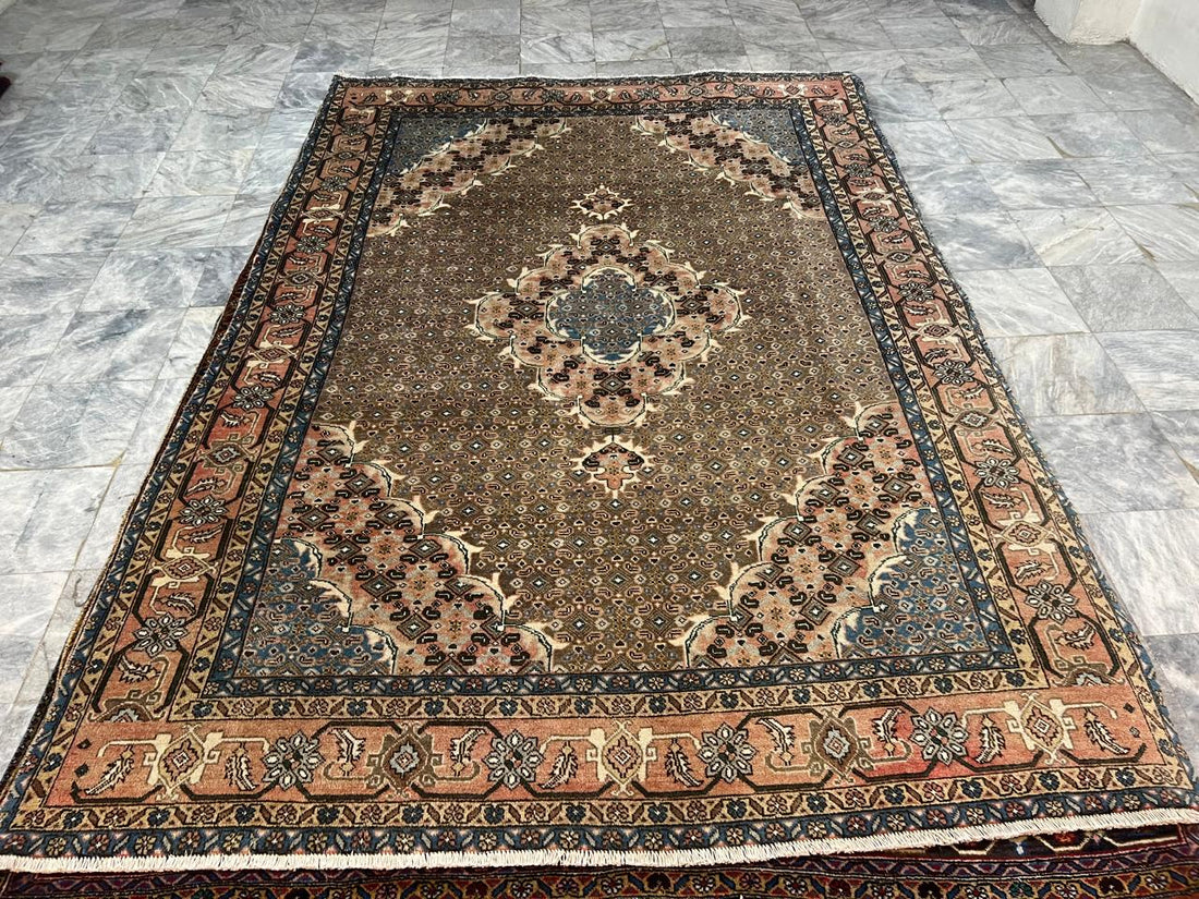 9' x 6' Spectacular Rare Authentic Wool & Silk Vintage Persian Tabriz Mahi Hand Knotted Area Rug - BR136