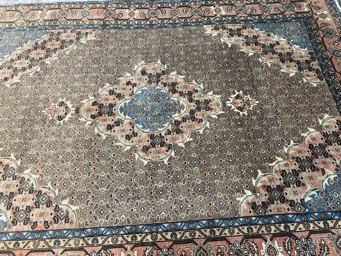 9' x 6' Spectacular Rare Authentic Wool & Silk Vintage Persian Tabriz Mahi Hand Knotted Area Rug - BR136