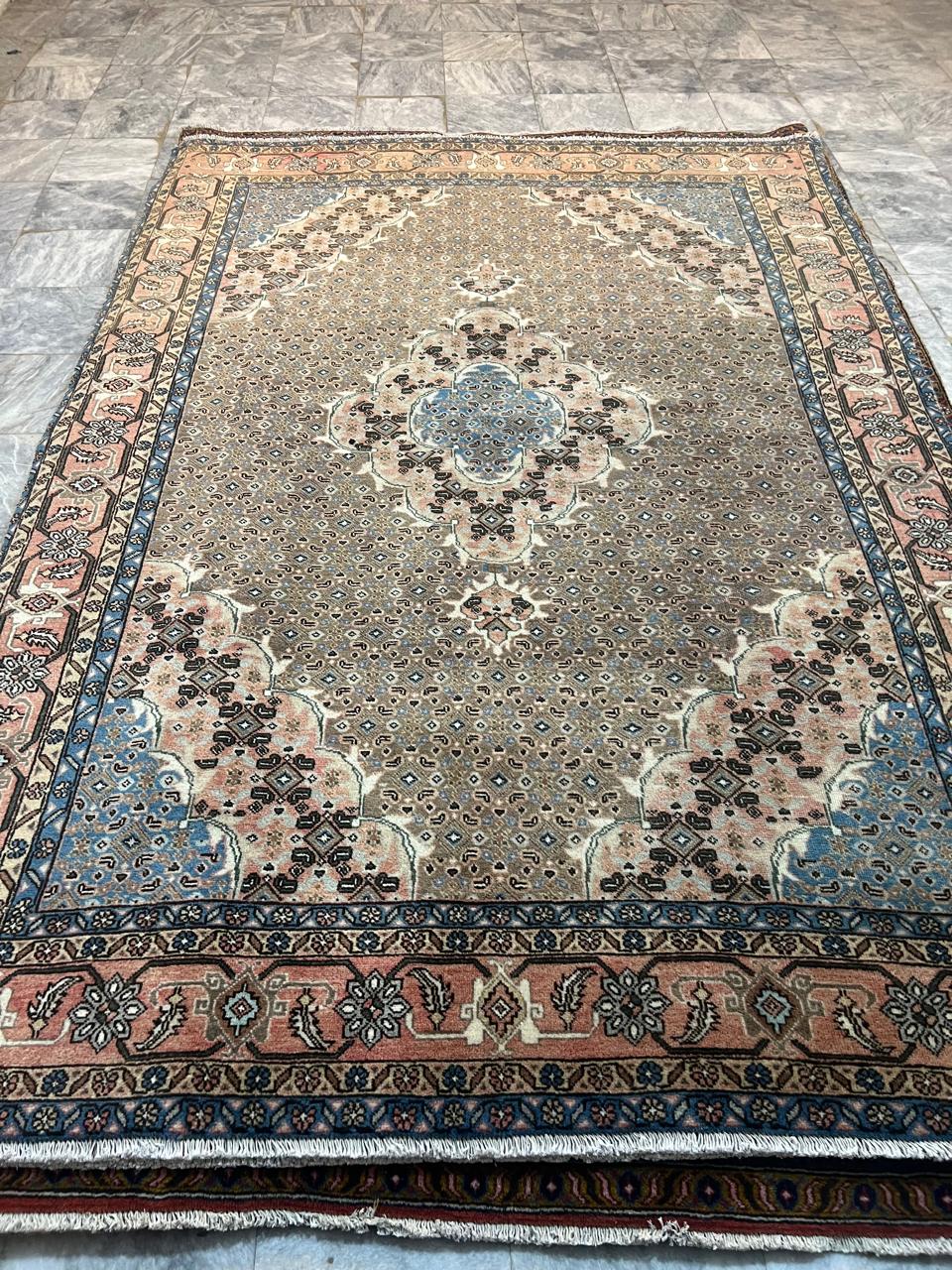 9' x 6' Spectacular Rare Authentic Wool & Silk Vintage Persian Tabriz Mahi Hand Knotted Area Rug - BR136