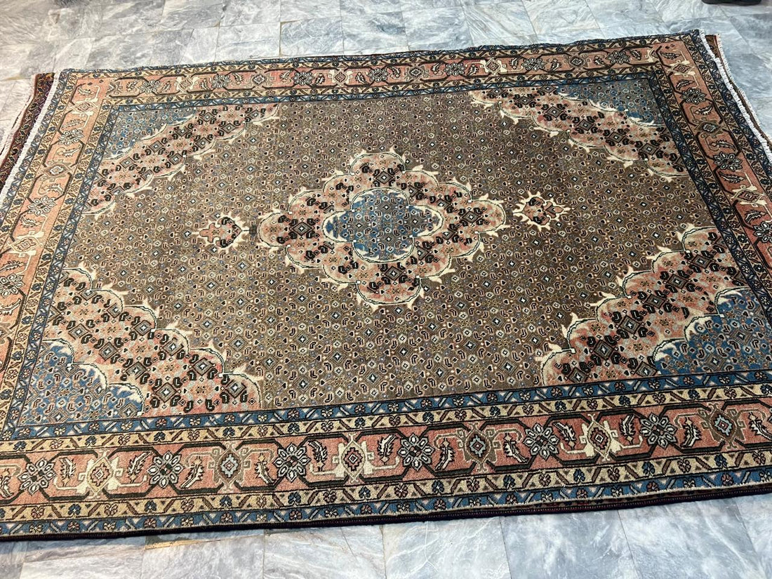 9' x 6' Spectacular Rare Authentic Wool & Silk Vintage Persian Tabriz Mahi Hand Knotted Area Rug - BR136