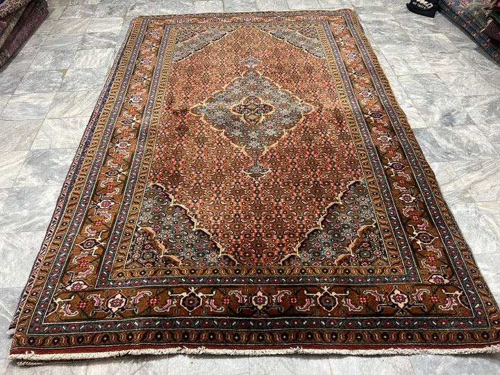 10' x 6' Spectacular Rare Authentic Wool & Silk Vintage Persian Tabriz Mahi Hand Knotted Area Rug - BR138