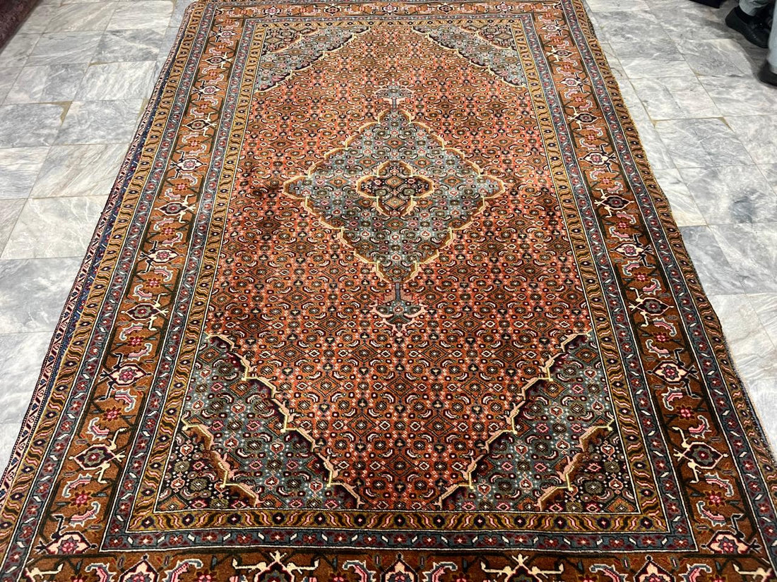 10' x 6' Spectacular Rare Authentic Wool & Silk Vintage Persian Tabriz Mahi Hand Knotted Area Rug - BR138