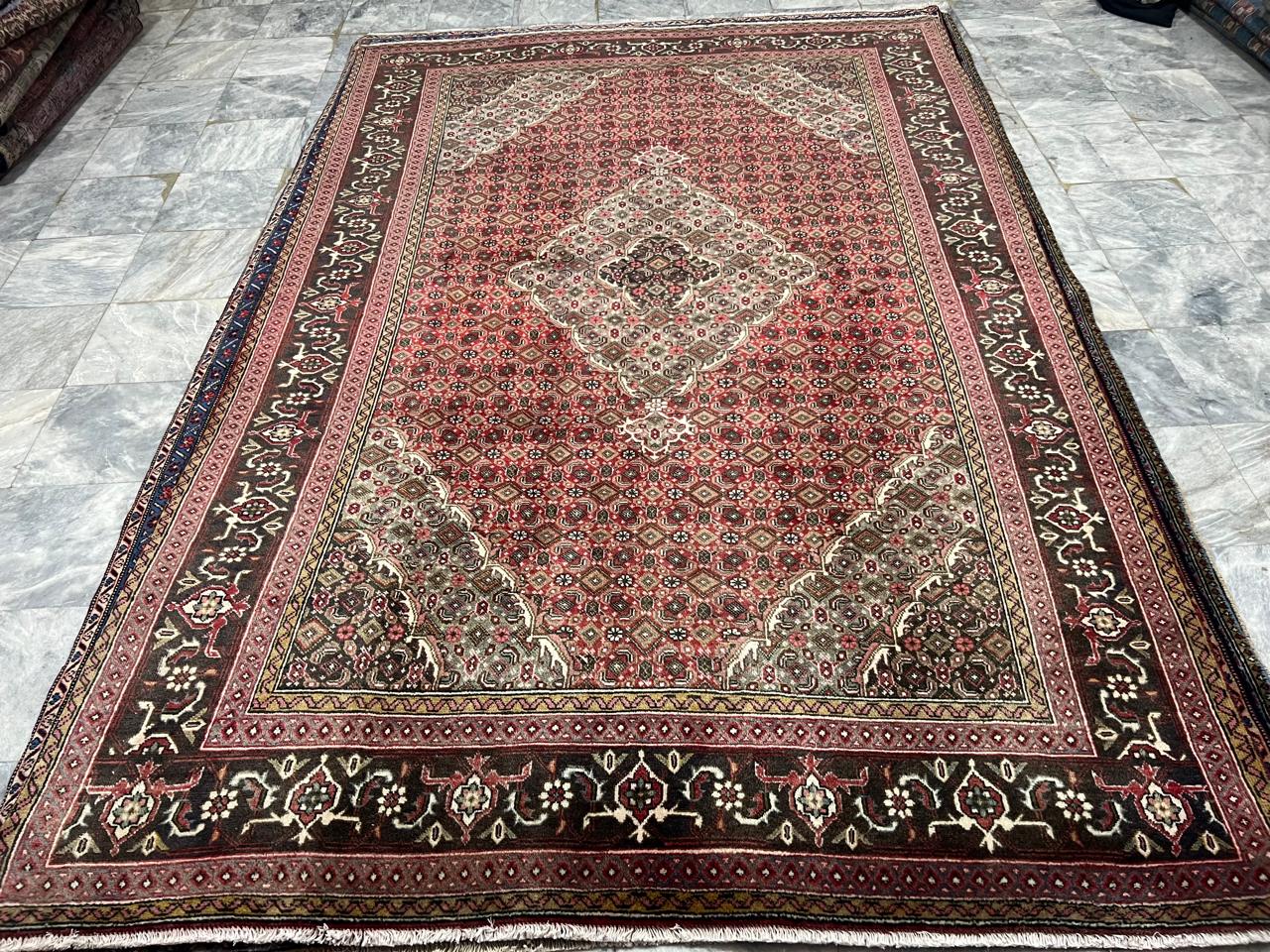 9' x 6' Spectacular Rare Authentic Wool & Silk Vintage Persian Tabriz Mahi Hand Knotted Area Rug - BR139