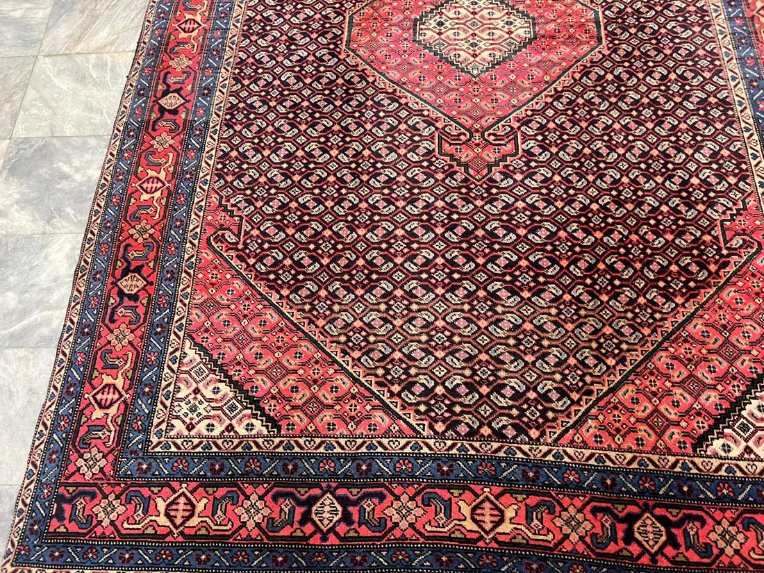 9' x 7' Spectacular Rare Authentic Wool & Silk Vintage Persian Tabriz Mahi Hand Knotted Area Rug - BR140