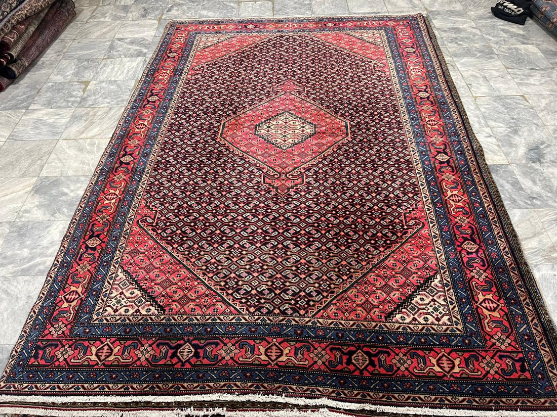 10' x 7' Spectacular Rare Authentic Wool & Silk Vintage Persian Tabriz Mahi Hand Knotted Area Rug - BR141