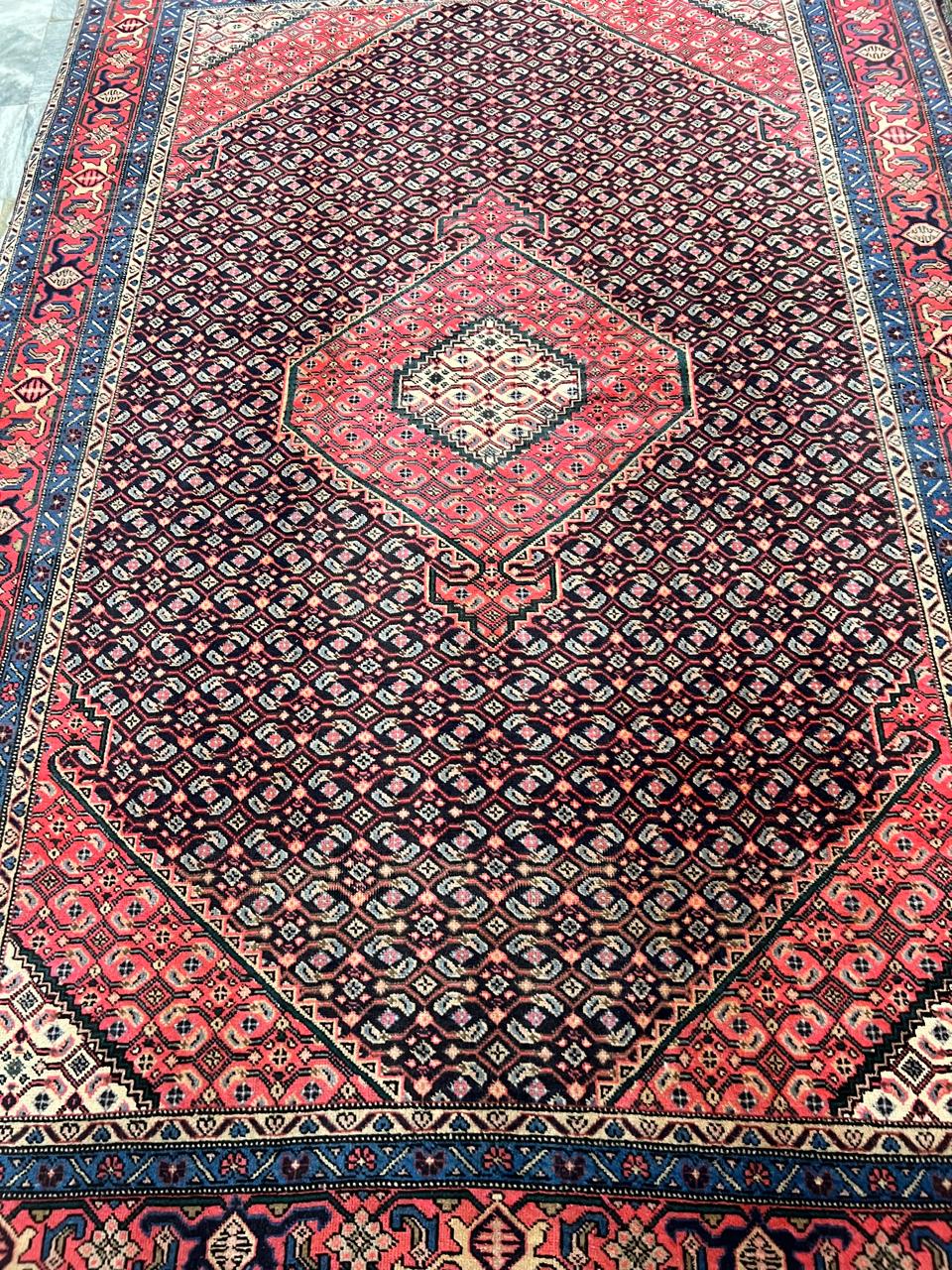 9' x 7' Spectacular Rare Authentic Wool & Silk Vintage Persian Tabriz Mahi Hand Knotted Area Rug - BR140