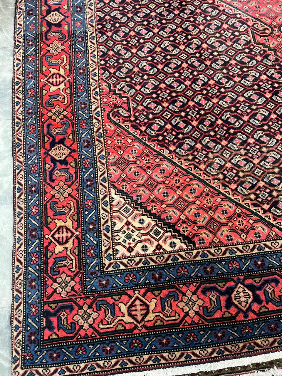 9' x 7' Spectacular Rare Authentic Wool & Silk Vintage Persian Tabriz Mahi Hand Knotted Area Rug - BR140