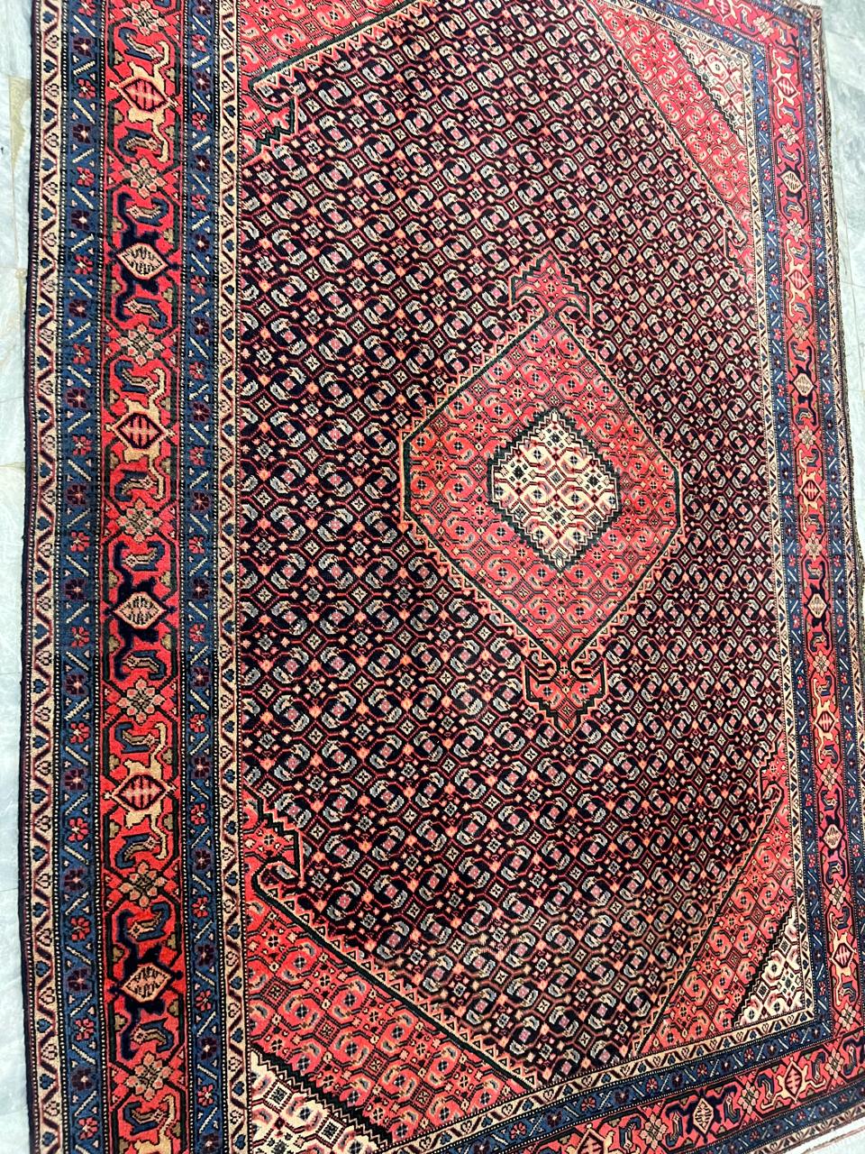 9' x 7' Spectacular Rare Authentic Wool & Silk Vintage Persian Tabriz Mahi Hand Knotted Area Rug - BR140