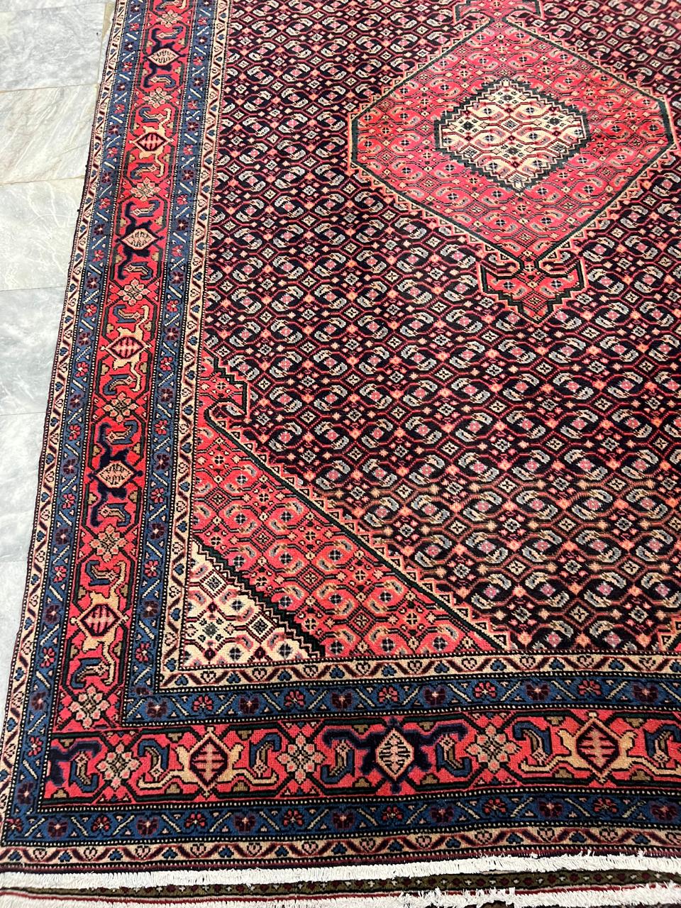 9' x 7' Spectacular Rare Authentic Wool & Silk Vintage Persian Tabriz Mahi Hand Knotted Area Rug - BR140