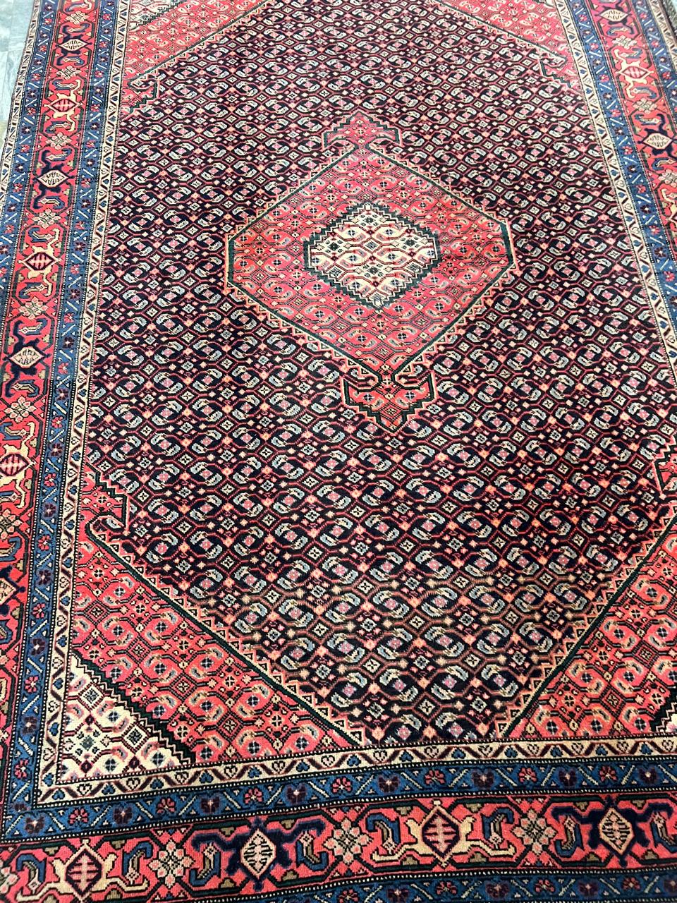 9' x 7' Spectacular Rare Authentic Wool & Silk Vintage Persian Tabriz Mahi Hand Knotted Area Rug - BR140