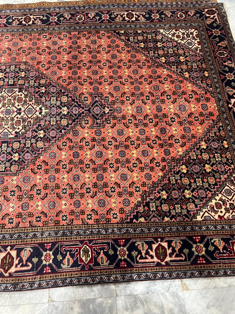 10' x 6' Spectacular Rare Authentic Wool & Silk Vintage Persian Tabriz Mahi Hand Knotted Area Rug - BR142