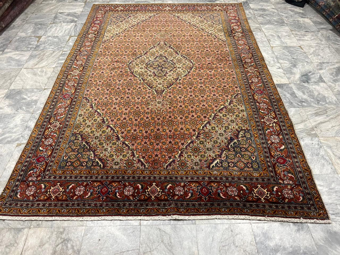 10' x 6' Spectacular Rare Authentic Wool & Silk Vintage Persian Tabriz Mahi Hand Knotted Area Rug - BR143