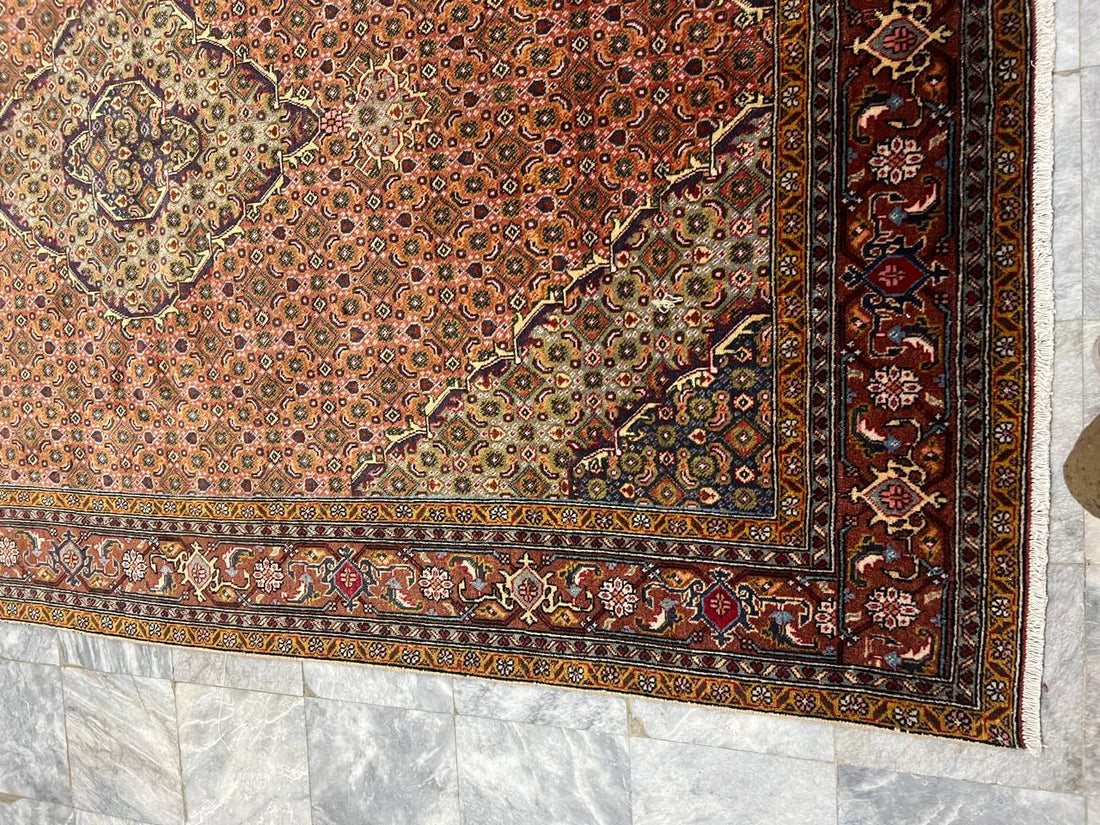 10' x 6' Spectacular Rare Authentic Wool & Silk Vintage Persian Tabriz Mahi Hand Knotted Area Rug - BR143