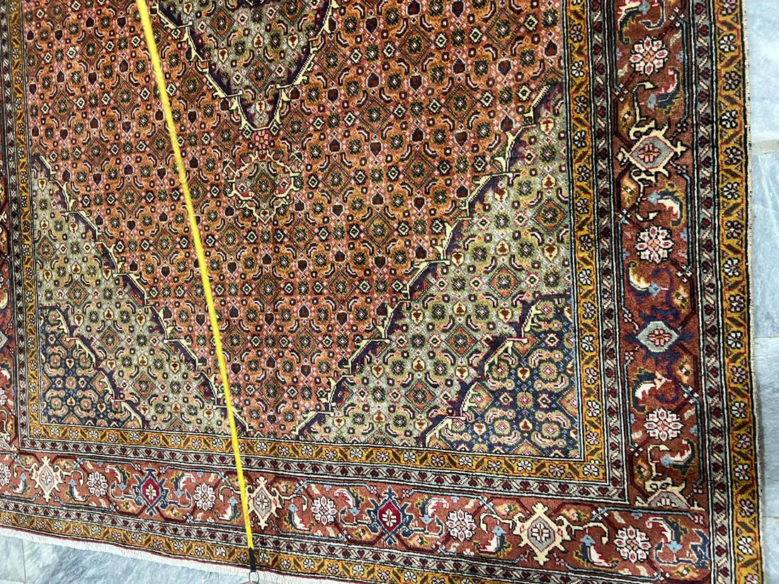 10' x 6' Spectacular Rare Authentic Wool & Silk Vintage Persian Tabriz Mahi Hand Knotted Area Rug - BR143