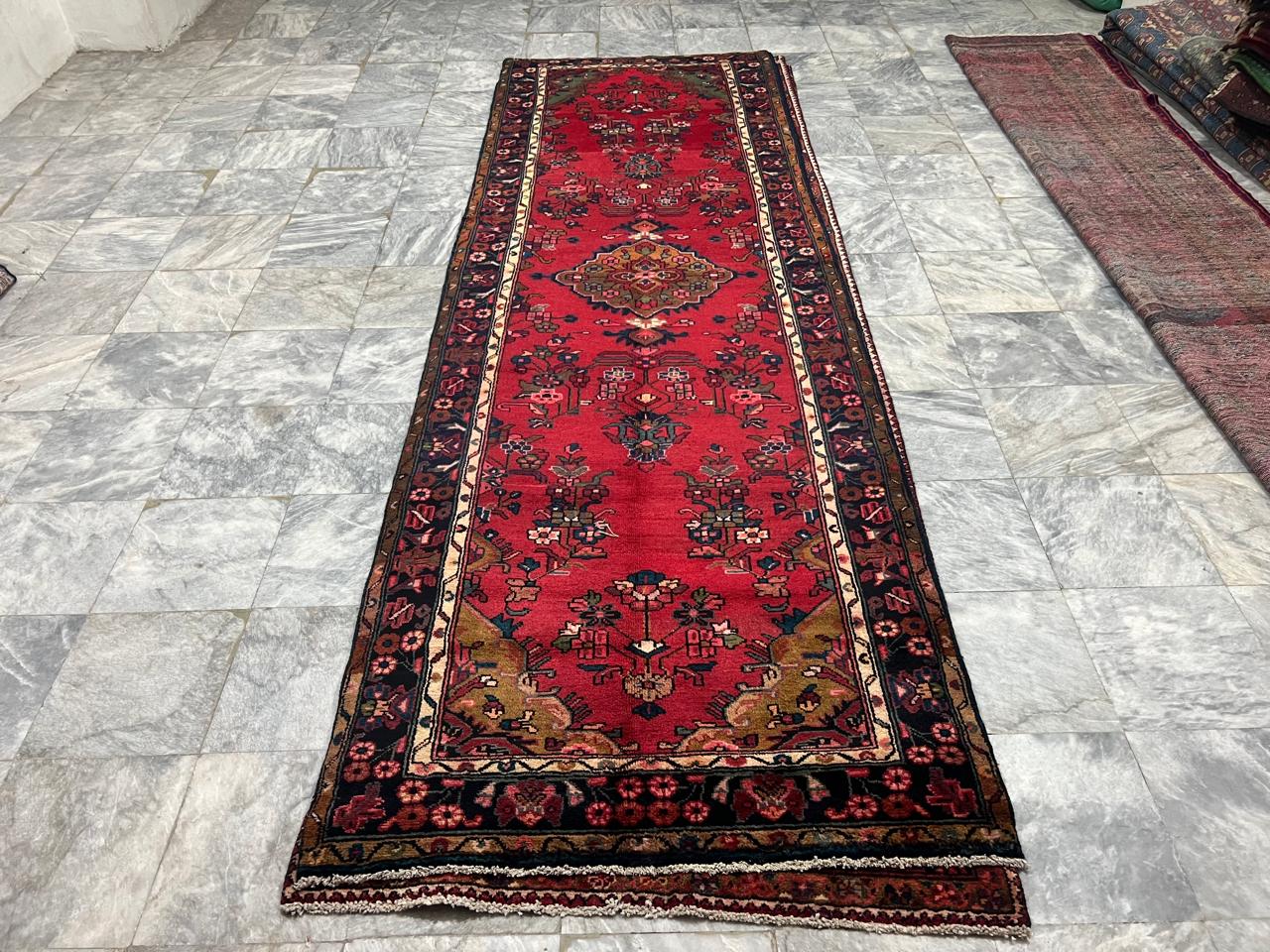 10.9' x 3.5' Ft. Authentic Persian Hamadan Tribal Hand Knotted Fine Wool Runner / Rug BR133