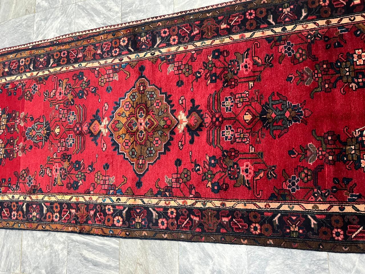 10.9' x 3.5' Ft. Authentic Persian Hamadan Tribal Hand Knotted Fine Wool Runner / Rug BR133