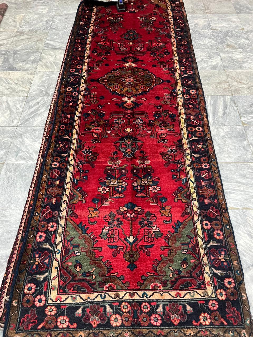 10.9' x 3.5' Ft. Authentic Persian Hamadan Tribal Hand Knotted Fine Wool Runner / Rug BR133