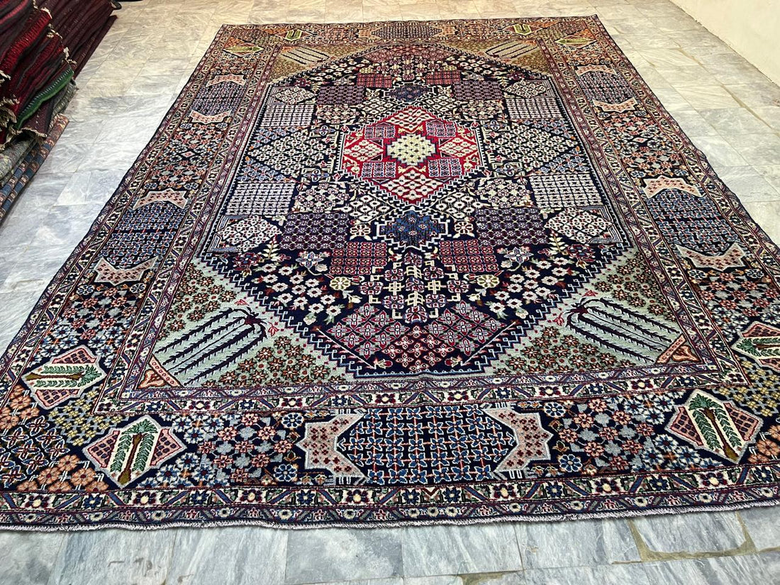 13' x 9' Ft. Rare Spectacular Vintage Persian Tabriz Tribal Hand Knotted Fine Wool Area Rug BR128