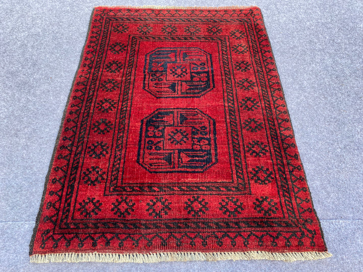 2.2' x 2.1' Authentic Vintage Afghan Hand Knotted Felpah Small Area Rug BR992