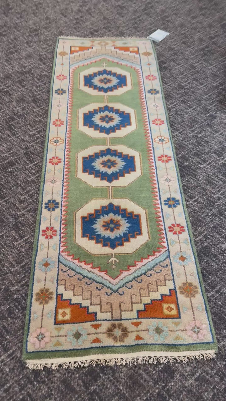 2.7’ x 8' Ft. Contemporary Turkish Oushak Bohemian Hand Knotted Wool Runner – BR2602