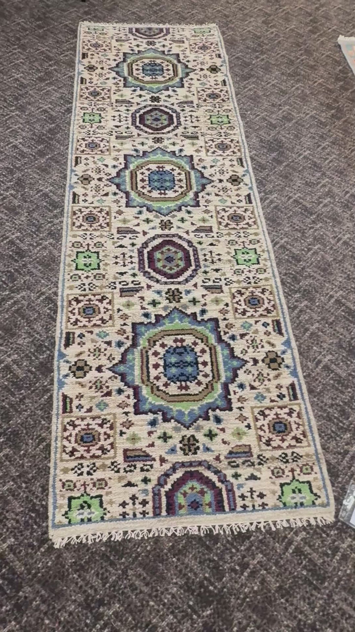 2.7’ x 8' Ft. Contemporary Turkish Oushak Bohemian Hand Knotted Wool Runner – BR2598