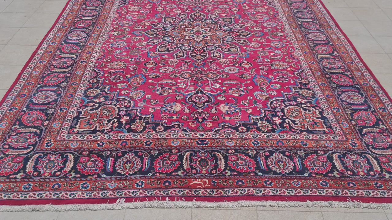 12’x 8.5’ Ft. Authentic Vintage Persian Mashad Circa Hand Knotted Rug BR2628