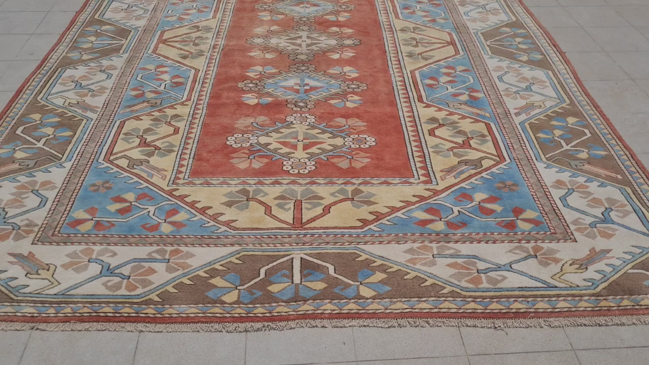 12' x 9' Authentic Vintage Turkish Kurdi Hand Knotted Fine Wool Area Rug BR2667