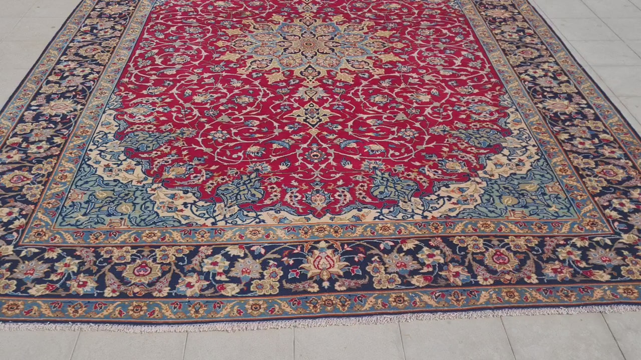12' x 9' Authentic Vintage Persian Najafabad Isfahan Hand Knotted Fine Wool Area Rug BR2686