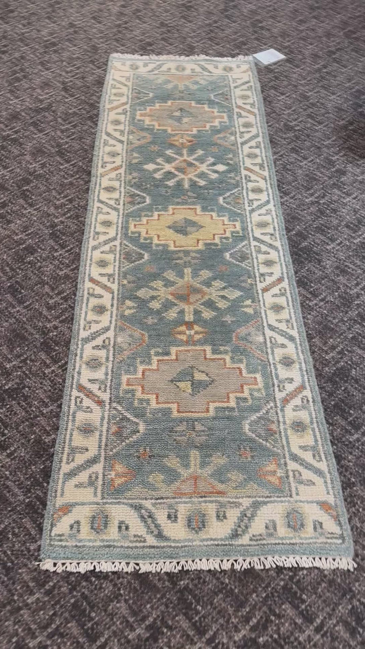2 1/2’ x 8' Ft. Contemporary Turkish Oushak Bohemian Hand Knotted Wool Runner – BR2588