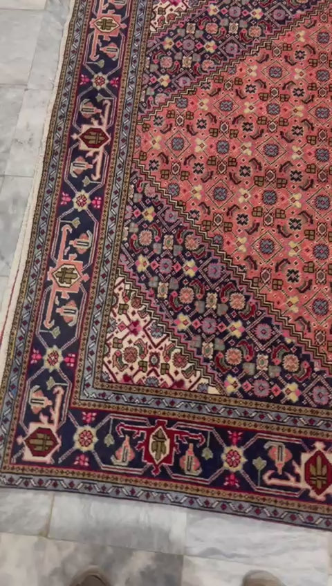 10' x 6' Spectacular Rare Authentic Wool & Silk Vintage Persian Tabriz Mahi Hand Knotted Area Rug - BR142