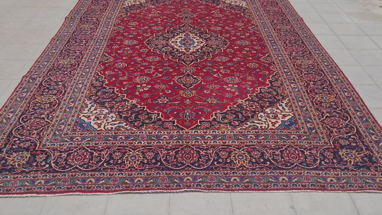 12’x 8’ Ft. Authentic Vintage Persian Royal Kashan Circa Hand Knotted Rug – BR2629