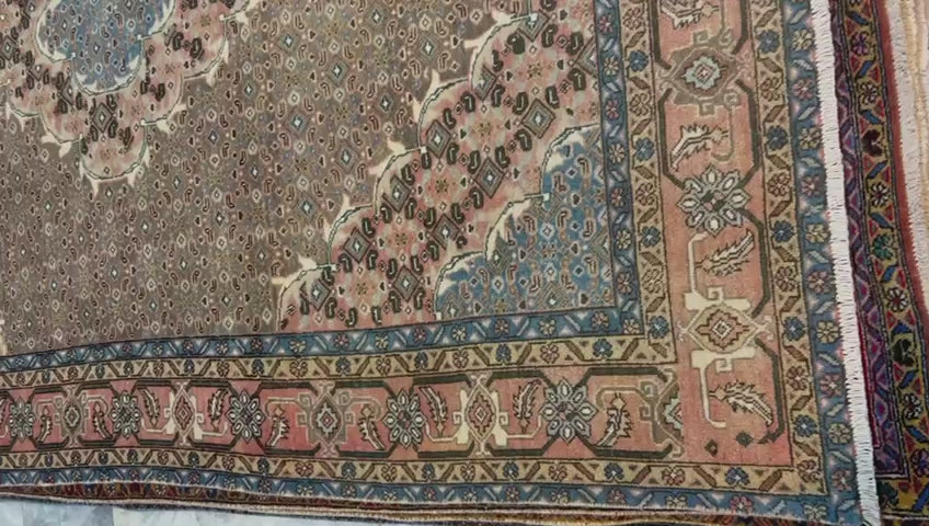 10' x 7' Spectacular Rare Authentic Wool & Silk Vintage Persian Tabriz Mahi Hand Knotted Area Rug - BR137