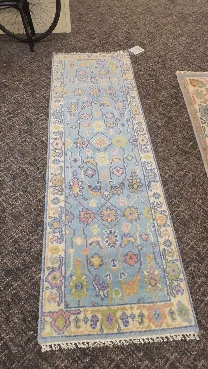 2.7’ x 8' Ft. Contemporary Turkish Oushak Bohemian Hand Knotted Wool Runner – BR2503