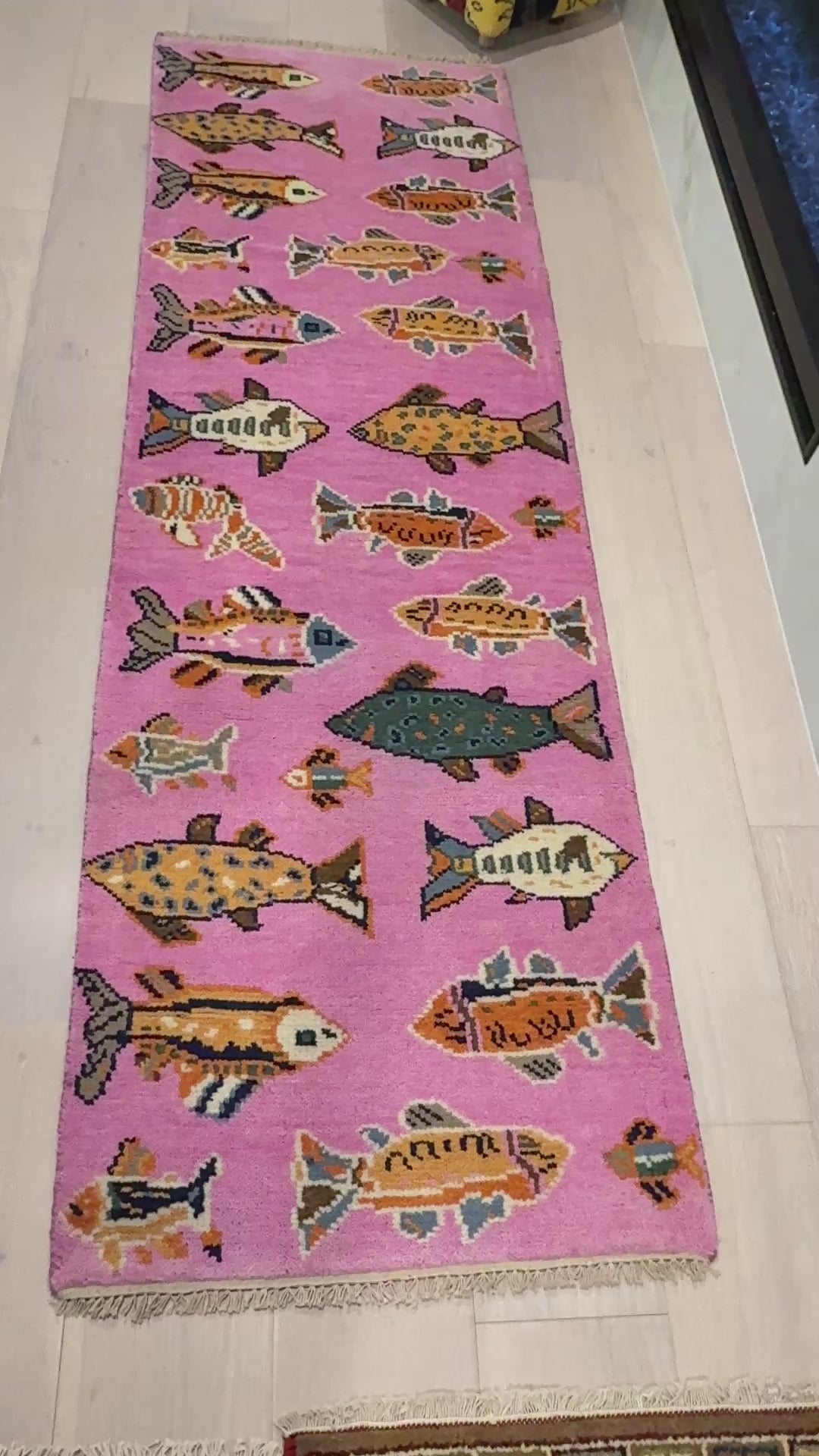 2.6' x 8' Ft. Fun Colorful Fish Design Turkish Hand Knotted Wool Rug / Runner - 3029