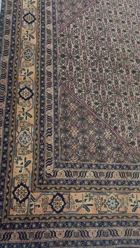 11' x 8' Spectacular Rare Authentic Wool & Silk Vintage Persian Tabriz Hand Knotted Area Rug - BR135