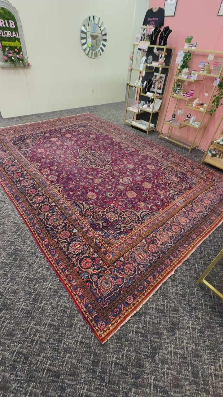 15’ x 11’ Ft. Authentic Vintage Persian Mashad Hand Knotted Fine Wool Area Rug - BR2661