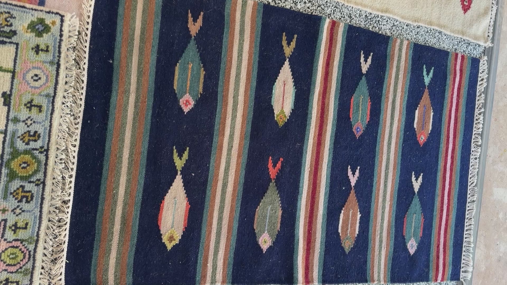3' x 5' Ft. Fun Colorful Contemporary Fish Design Turkish Oushak Kilim Hand Knotted Wool Area Rug – BR3130