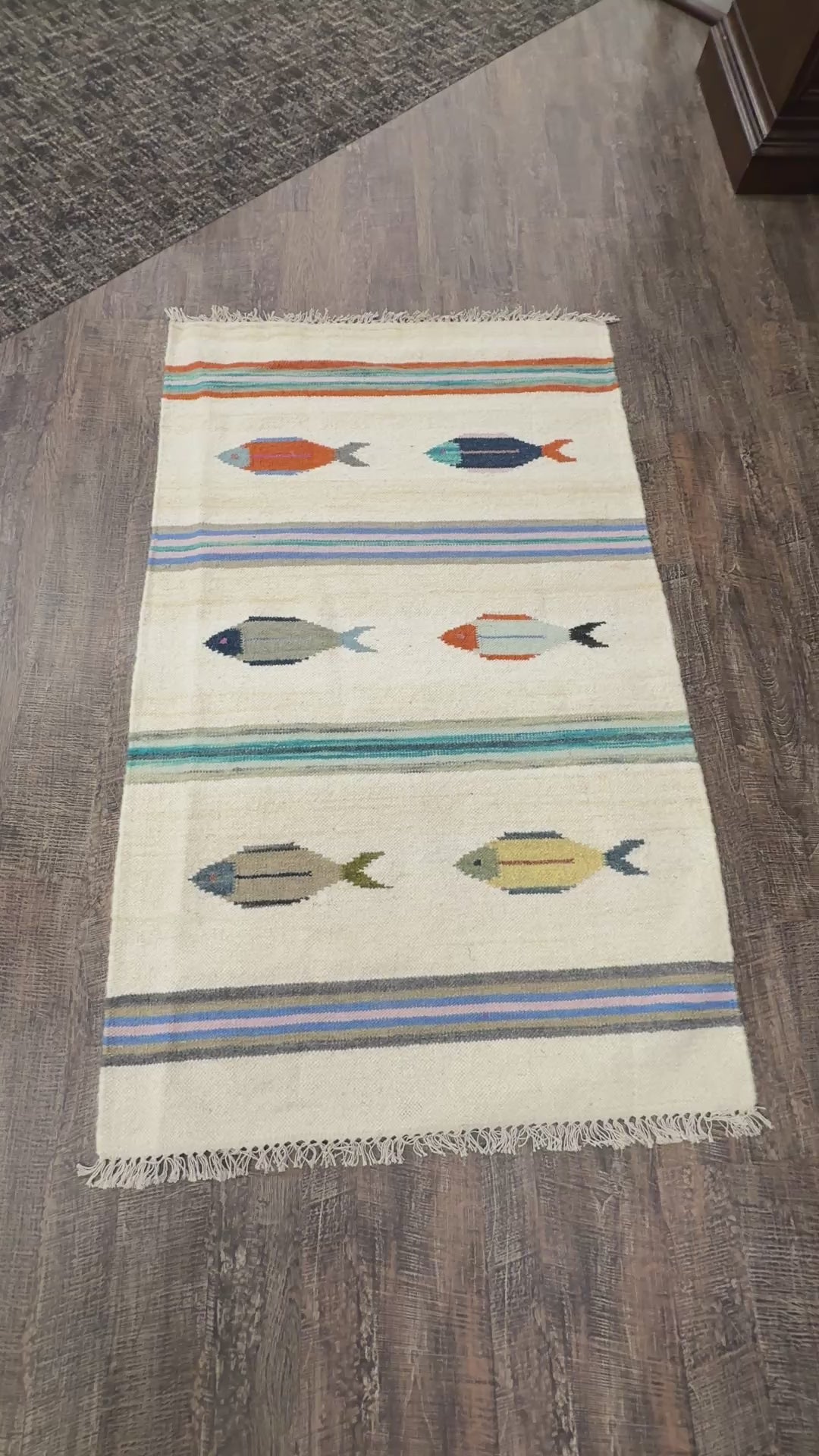 3' x 5' Ft. Fun Colorful Fish Design Turkish Oushak Kilim Hand Knotted Wool Area Rug – BR3042