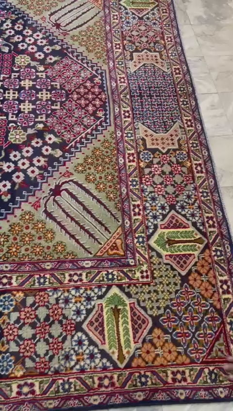 13' x 9' Ft. Rare Spectacular Vintage Persian Tabriz Tribal Hand Knotted Fine Wool Area Rug BR128