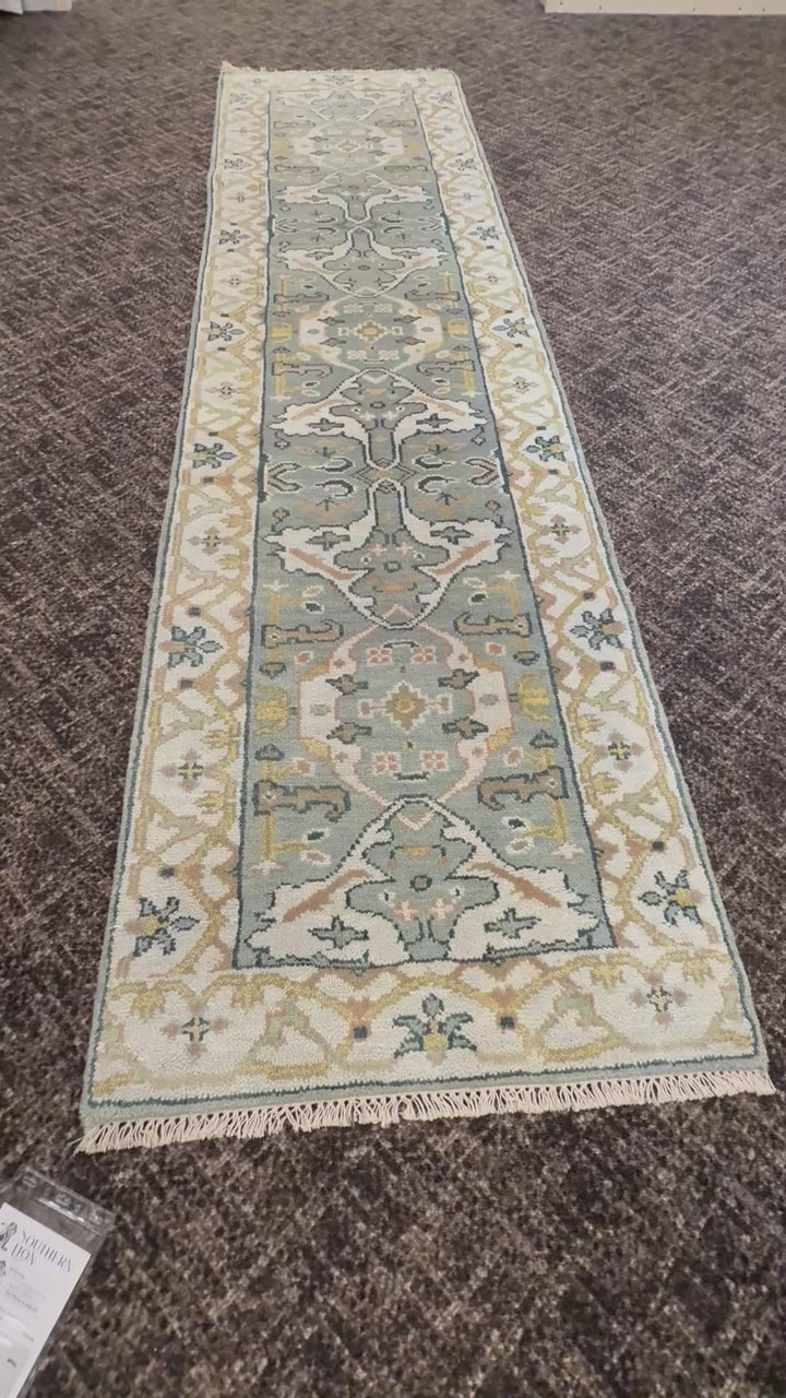 10' x 2 1/2' Ft. Contemporary Turkish Oushak Bohemian Hand Knotted Wool Runner - BR2546