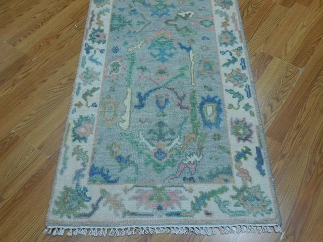 2.7’ x 6’ Ft Turkish Oushak Contemporary Multicolored - Hand Knotted Bohemian Wool Runner / Rug