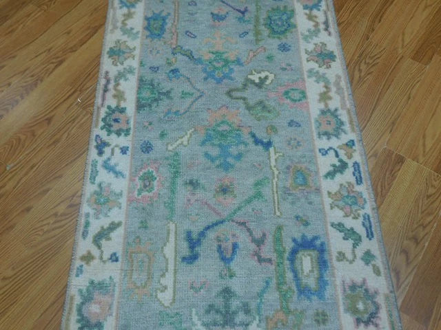 2.7’ x 6’ Ft Turkish Oushak Contemporary Multicolored - Hand Knotted Bohemian Wool Runner / Rug