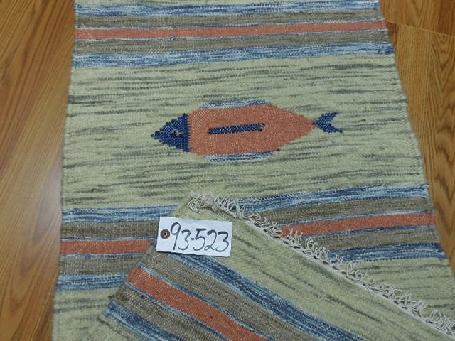 2' x 6' Ft. Fun Colorful Fish Design Turkish Kilim Hand Knotted Wool Rug / Runner - BR2659