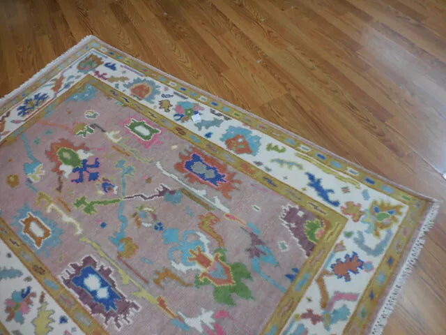 4' x 6.2' Ft. Turkish Bohemian Oushak Contemporary Hand Knotted Wool Rug - BR462