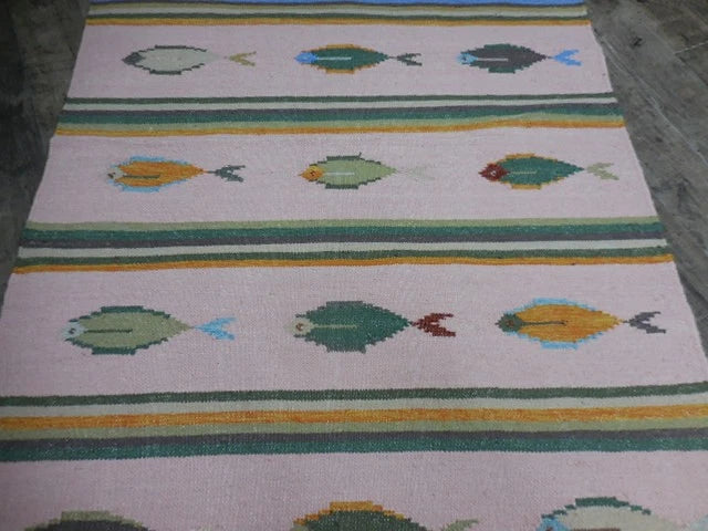 4' x 6' Ft. Fun Colorful Fish Design Turkish Oushak Hand Knotted Wool Area Rug – BR2657