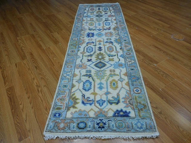 2.6' x 8' Ft. Contemporary Turkish Oushak Bohemian Geometric Hand Knotted Wool Runner – BR3052