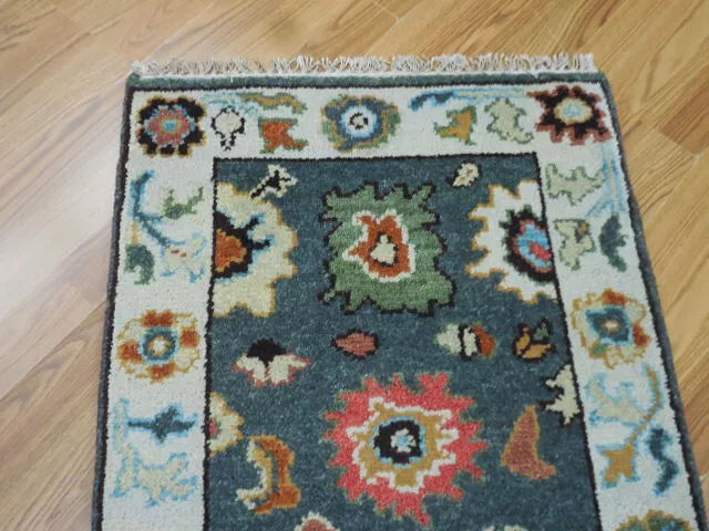 2' x 3' Ft. Turkish Bohemian Oushak Contemporary Hand Knotted Wool Rug - BR470