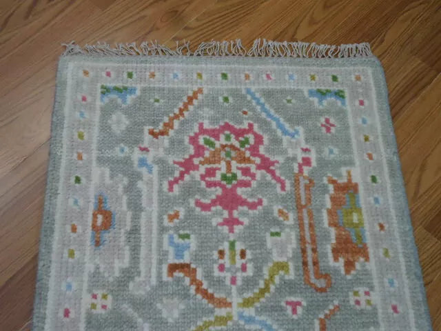 2' x 3' Ft. Turkish Bohemian Oushak Contemporary Hand Knotted Wool Rug - BR469