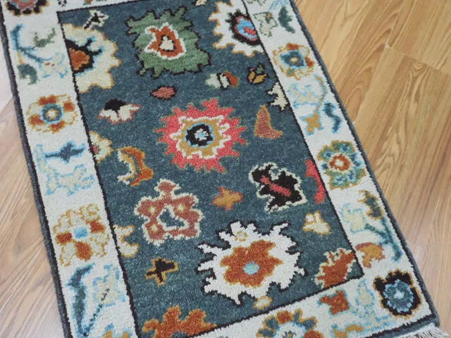 2' x 3' Ft. Turkish Bohemian Oushak Contemporary Hand Knotted Wool Rug - BR470