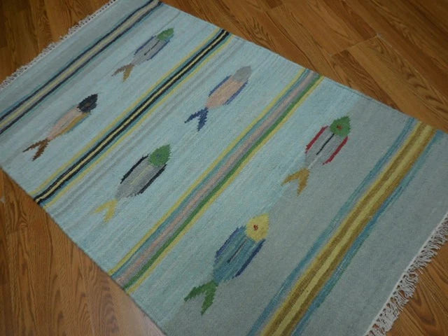 3' x 5' Ft. Fun Colorful Fish Design Turkish Oushak Hand Knotted Wool Area Rug – BR3021